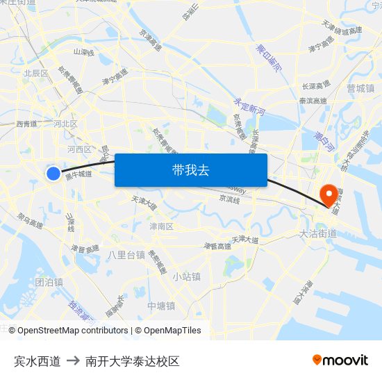 宾水西道 to 南开大学泰达校区 map