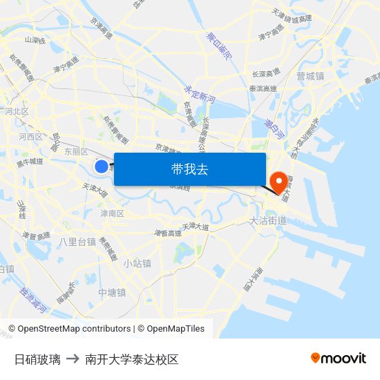 日硝玻璃 to 南开大学泰达校区 map