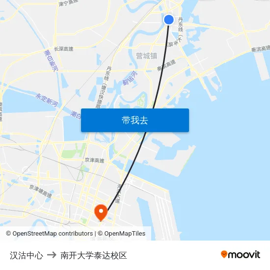 汉沽中心 to 南开大学泰达校区 map
