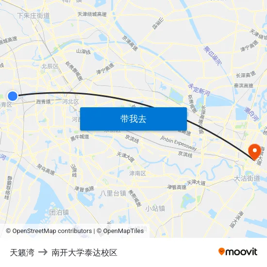 天籁湾 to 南开大学泰达校区 map