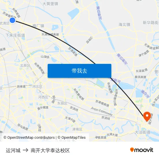 运河城 to 南开大学泰达校区 map