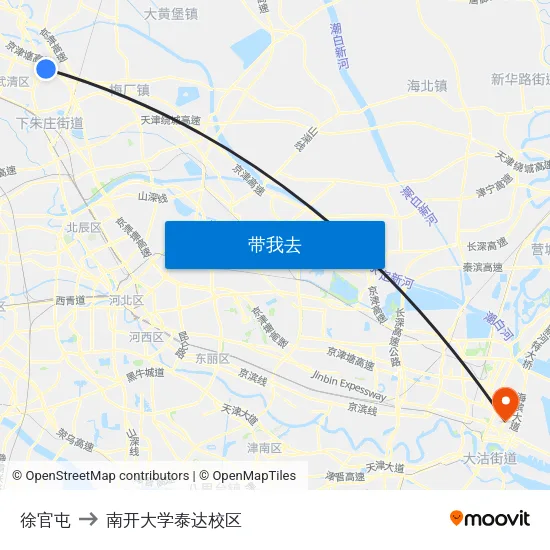 徐官屯 to 南开大学泰达校区 map