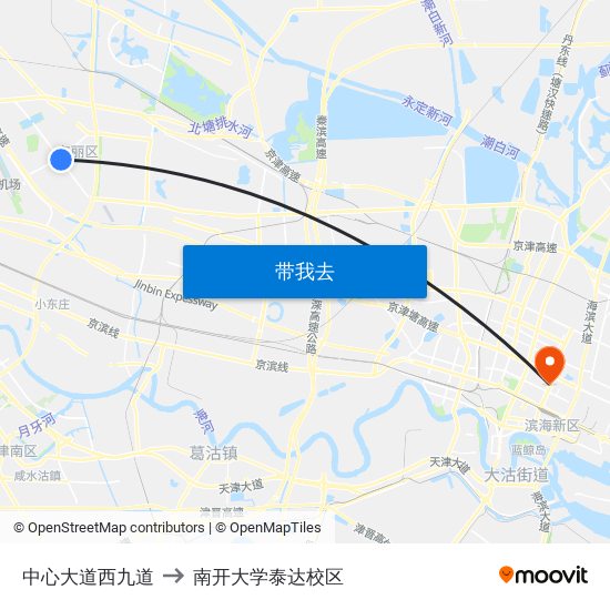 中心大道西九道 to 南开大学泰达校区 map