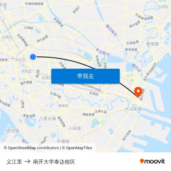 义江里 to 南开大学泰达校区 map