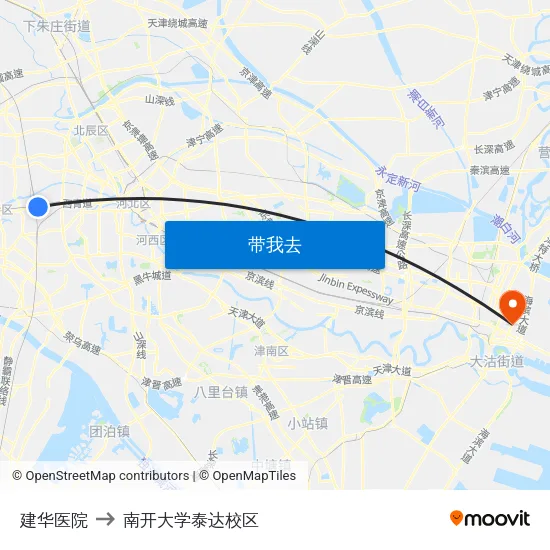 建华医院 to 南开大学泰达校区 map