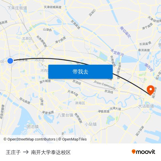 王庄子 to 南开大学泰达校区 map