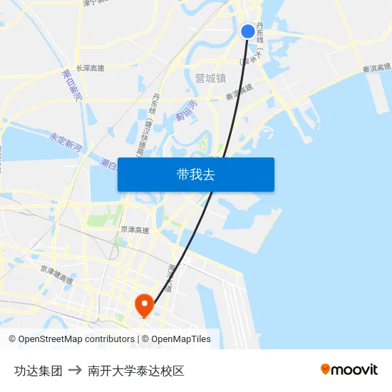 功达集团 to 南开大学泰达校区 map