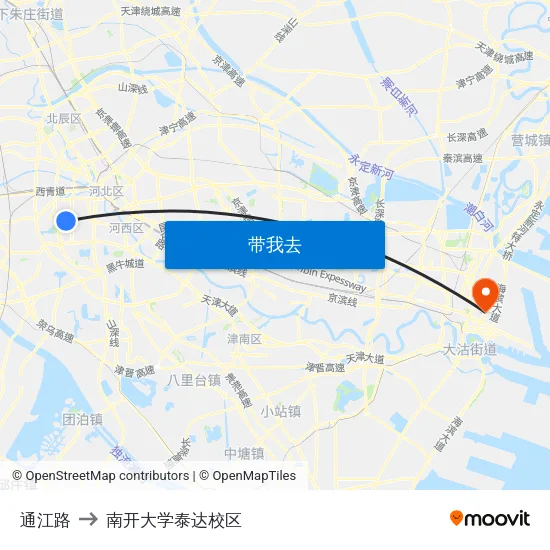 通江路 to 南开大学泰达校区 map