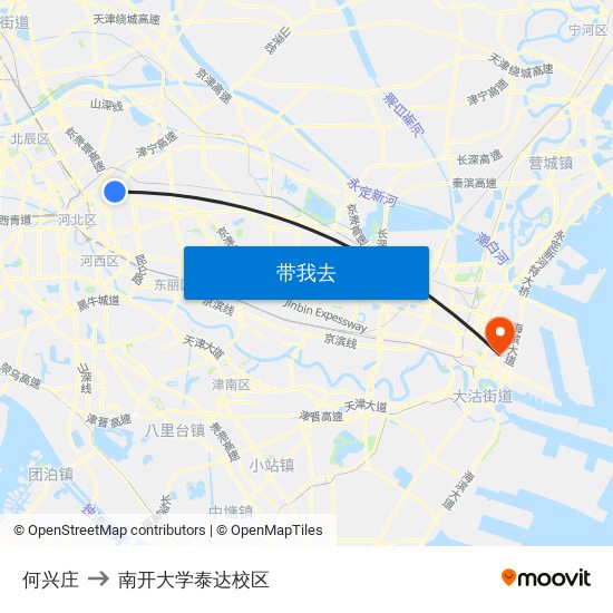 何兴庄 to 南开大学泰达校区 map