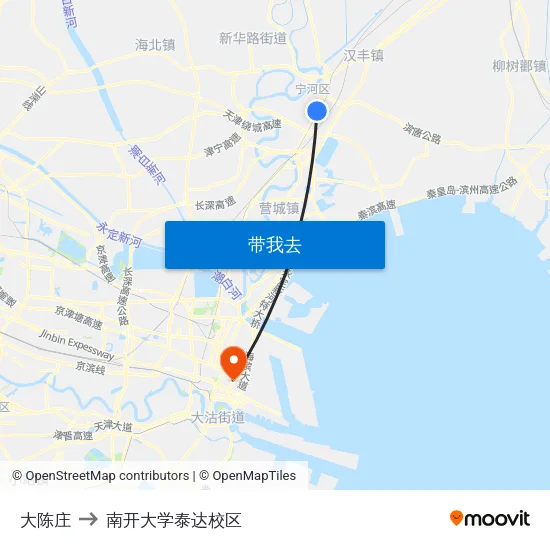 大陈庄 to 南开大学泰达校区 map