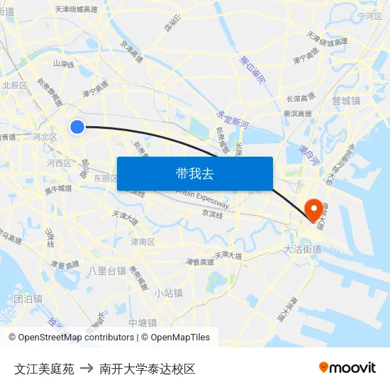 文江美庭苑 to 南开大学泰达校区 map