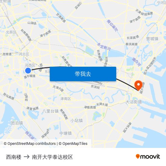 西南楼 to 南开大学泰达校区 map