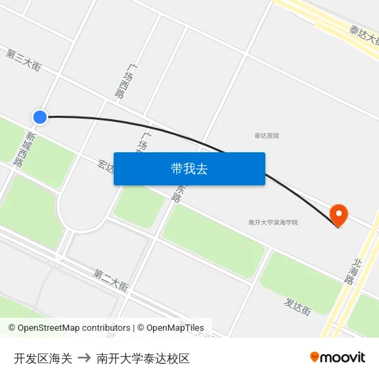 开发区海关 to 南开大学泰达校区 map