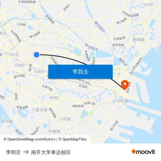 李明庄 to 南开大学泰达校区 map