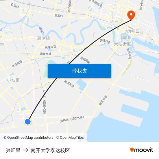 兴旺里 to 南开大学泰达校区 map