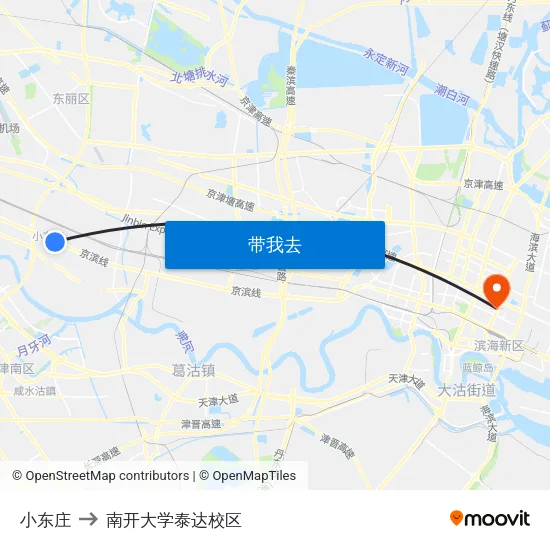 小东庄 to 南开大学泰达校区 map