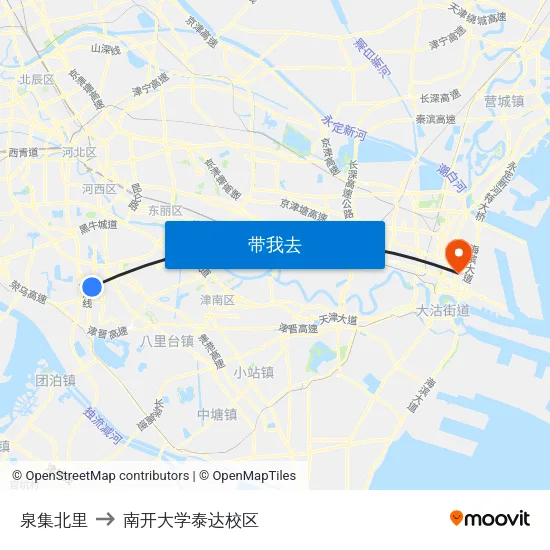 泉集北里 to 南开大学泰达校区 map