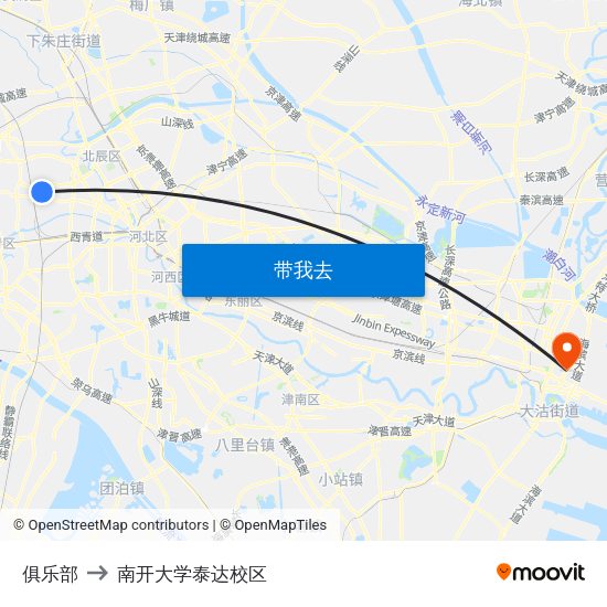 俱乐部 to 南开大学泰达校区 map