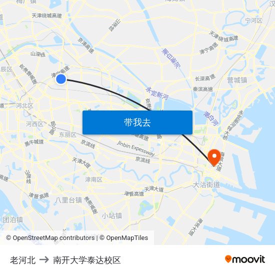 老河北 to 南开大学泰达校区 map
