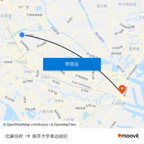 北麻疸村 to 南开大学泰达校区 map