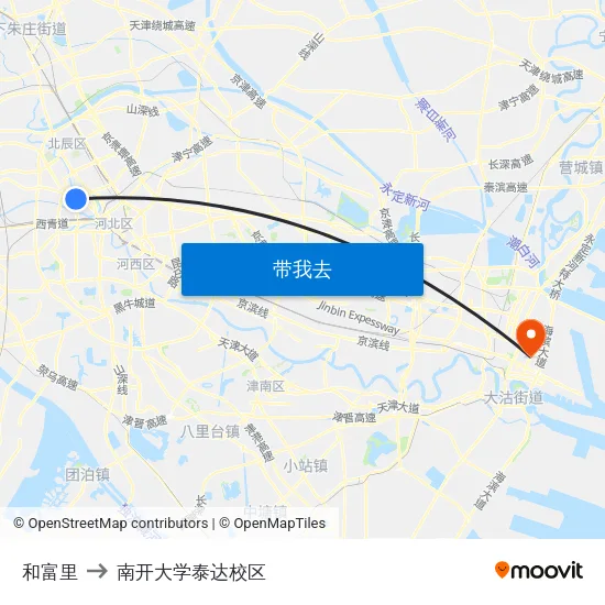 和富里 to 南开大学泰达校区 map