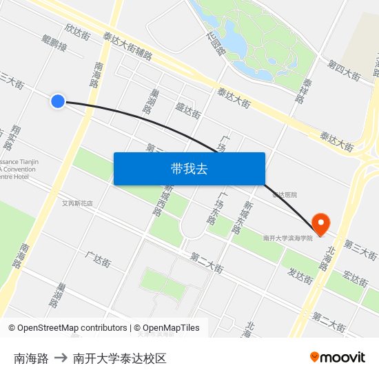 南海路 to 南开大学泰达校区 map