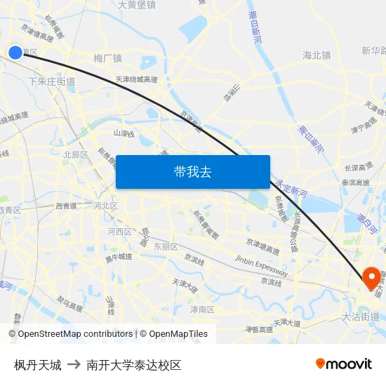 枫丹天城 to 南开大学泰达校区 map