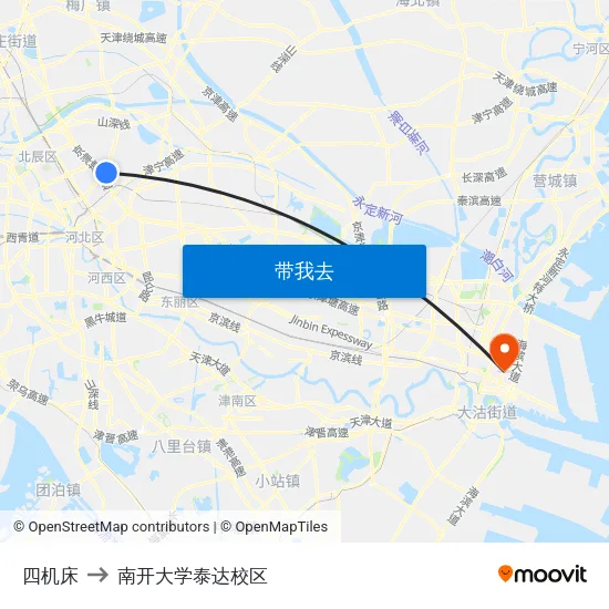 四机床 to 南开大学泰达校区 map