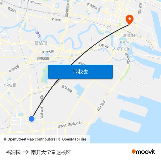 福润园 to 南开大学泰达校区 map
