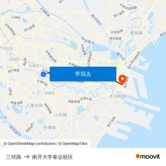 三经路 to 南开大学泰达校区 map