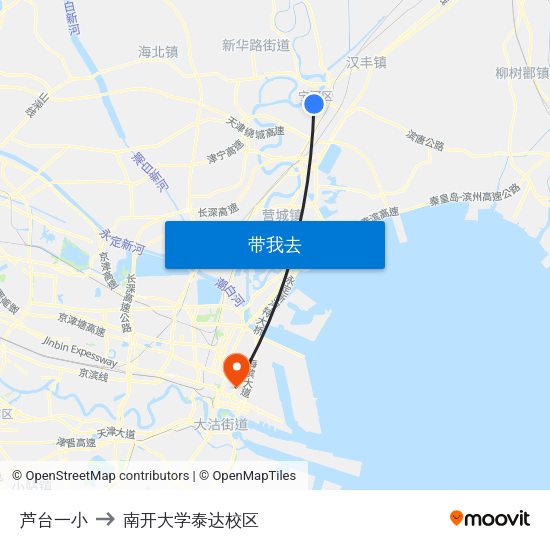 芦台一小 to 南开大学泰达校区 map
