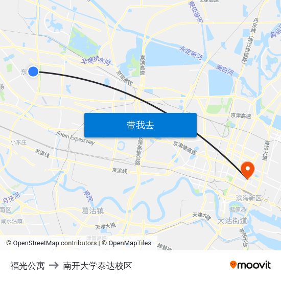 福光公寓 to 南开大学泰达校区 map