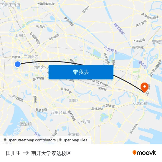 田川里 to 南开大学泰达校区 map