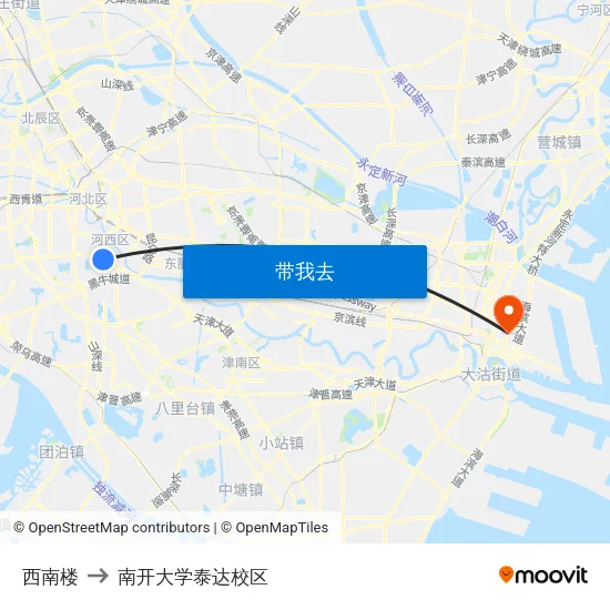 西南楼 to 南开大学泰达校区 map