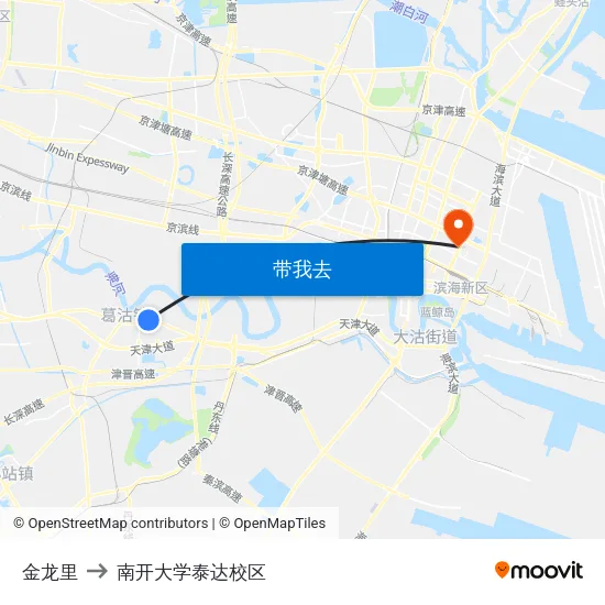 金龙里 to 南开大学泰达校区 map
