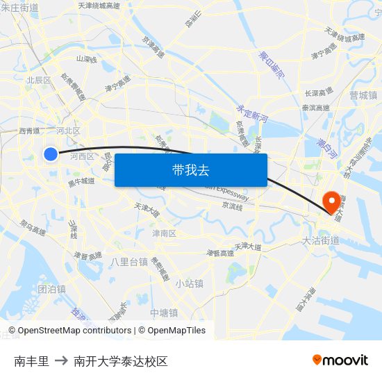 南丰里 to 南开大学泰达校区 map