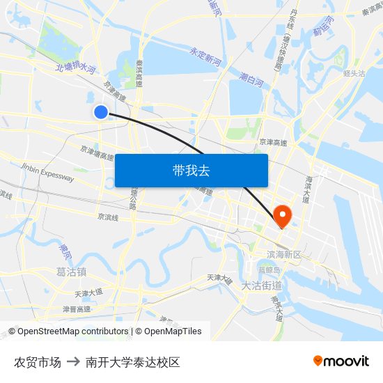 农贸市场 to 南开大学泰达校区 map