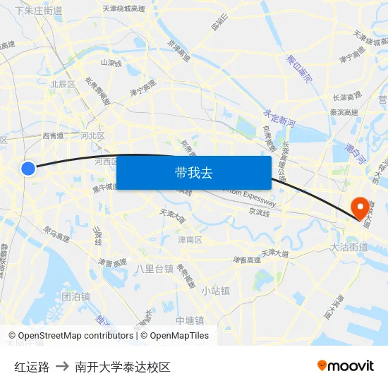 红运路 to 南开大学泰达校区 map