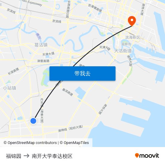 福锦园 to 南开大学泰达校区 map