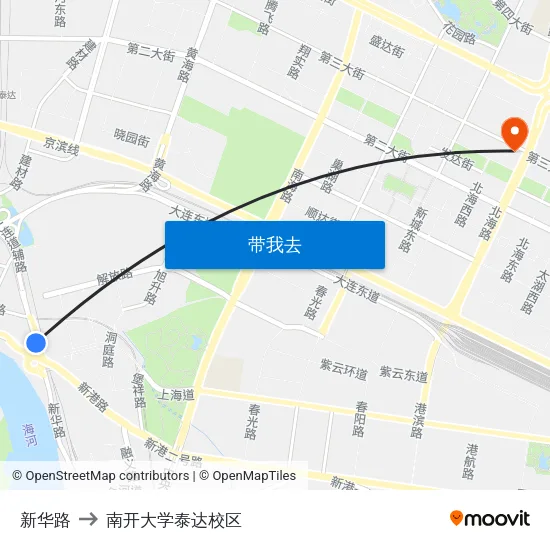 新华路 to 南开大学泰达校区 map