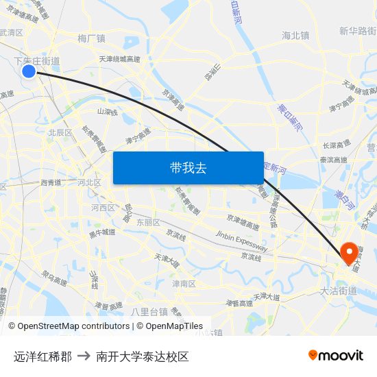 远洋红稀郡 to 南开大学泰达校区 map