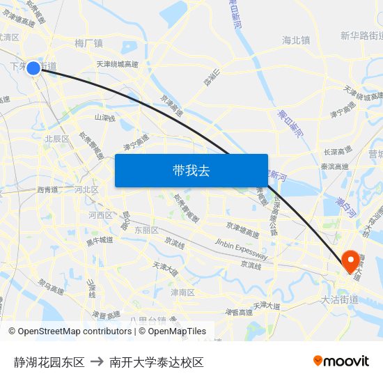 静湖花园东区 to 南开大学泰达校区 map