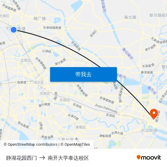 静湖花园西门 to 南开大学泰达校区 map