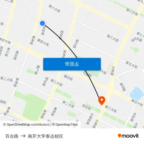 百合路 to 南开大学泰达校区 map