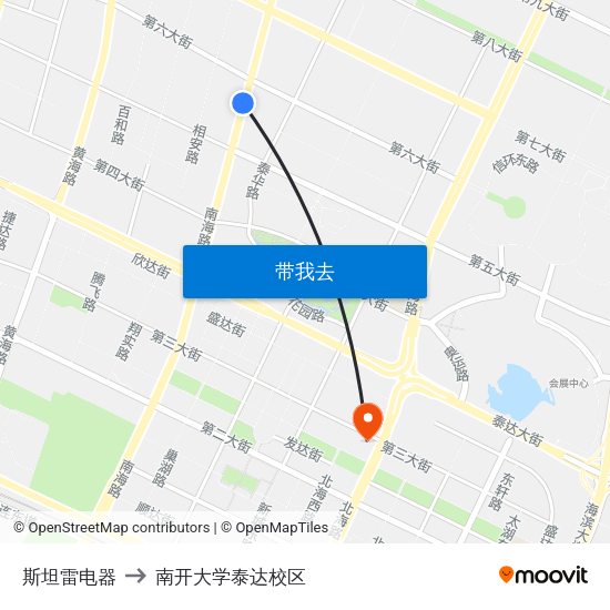 斯坦雷电器 to 南开大学泰达校区 map