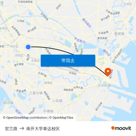 贺兰路 to 南开大学泰达校区 map