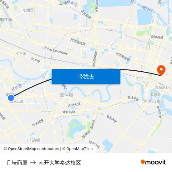 月坛商厦 to 南开大学泰达校区 map