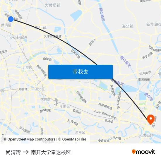 尚清湾 to 南开大学泰达校区 map