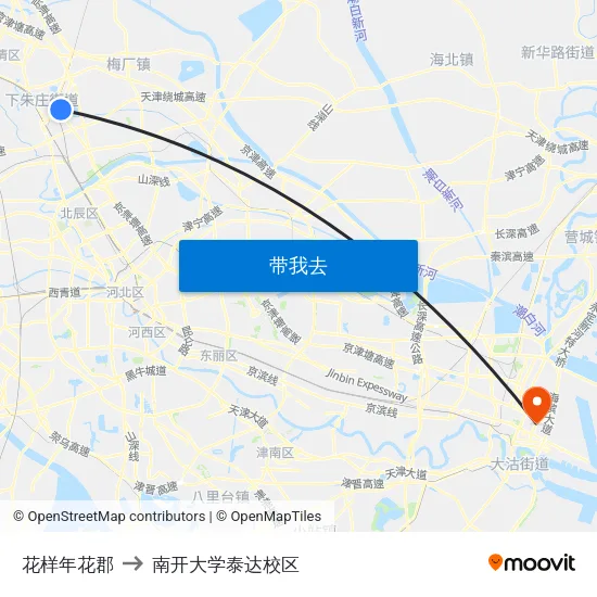 花样年花郡 to 南开大学泰达校区 map