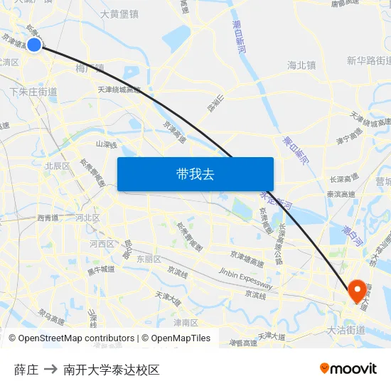 薛庄 to 南开大学泰达校区 map